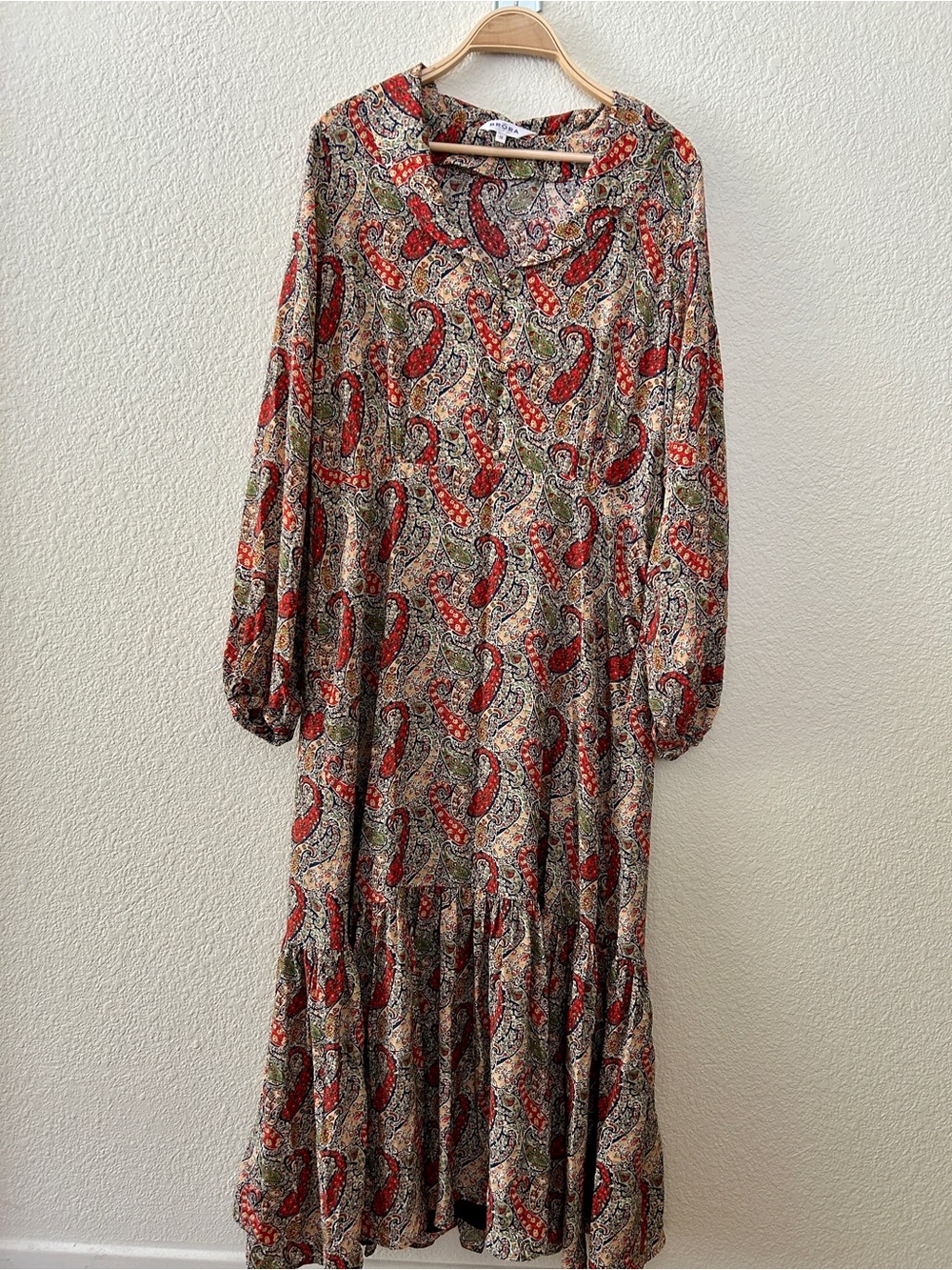 Brora paisley silk dress with wide collar size 12